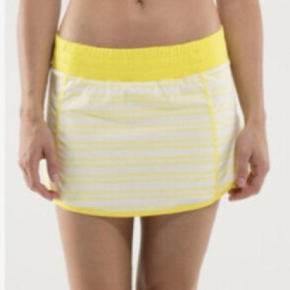 Lululemon Run Track Attack Skort Yellow/ White striped